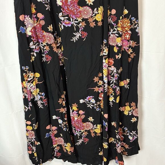 Forever 21 Plus Maxi Romper Dress Cap Sleeves V-Neck Size 1X Black Dark Floral - Picture 6 of 14